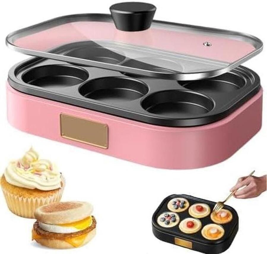 Ei en Hamburger Maker Omelet Pan Snelle Maaltijden Gelijkmatige Verwarming 6 Eieren Capaciteit Zwart