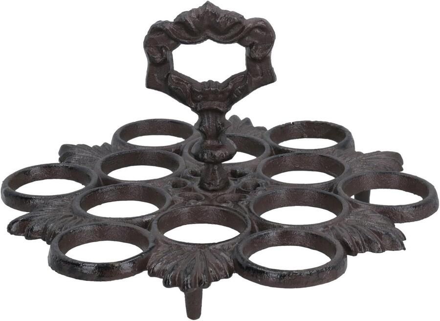 Ei Houder Rack Keuken Mand Opslag Kookgerei Gietijzeren Design 12 Eieren 20cm Bruin