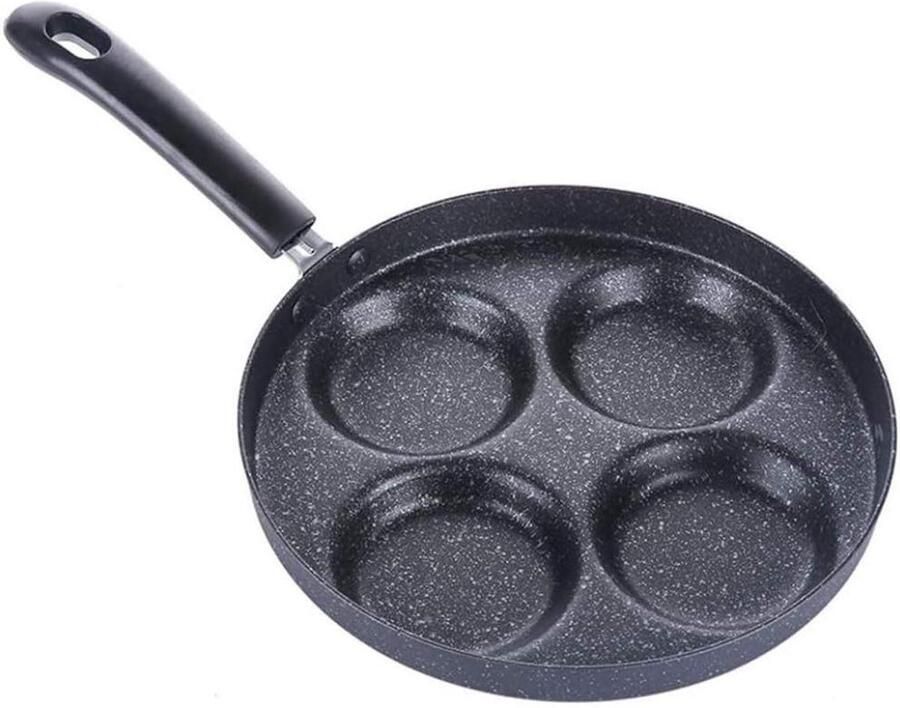 Ei Koekenpan Ontbijt Pan Snelle Maaltijden Vier Gaten 24cm Diameter Zwart