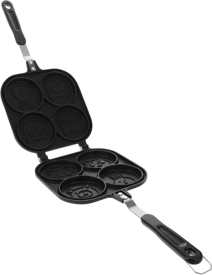 Ei Koekenpan Pancake Pan Ontbijt Maken Vier Gaten Ontwerp 40 cm Zwart