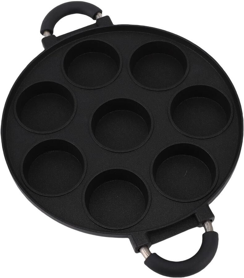 Gevulde Pannenkoekenpan Eierkoekpan Koekenpan Dagelijks Gebruik Robuust Aluminium 7.4 Liter Zwart