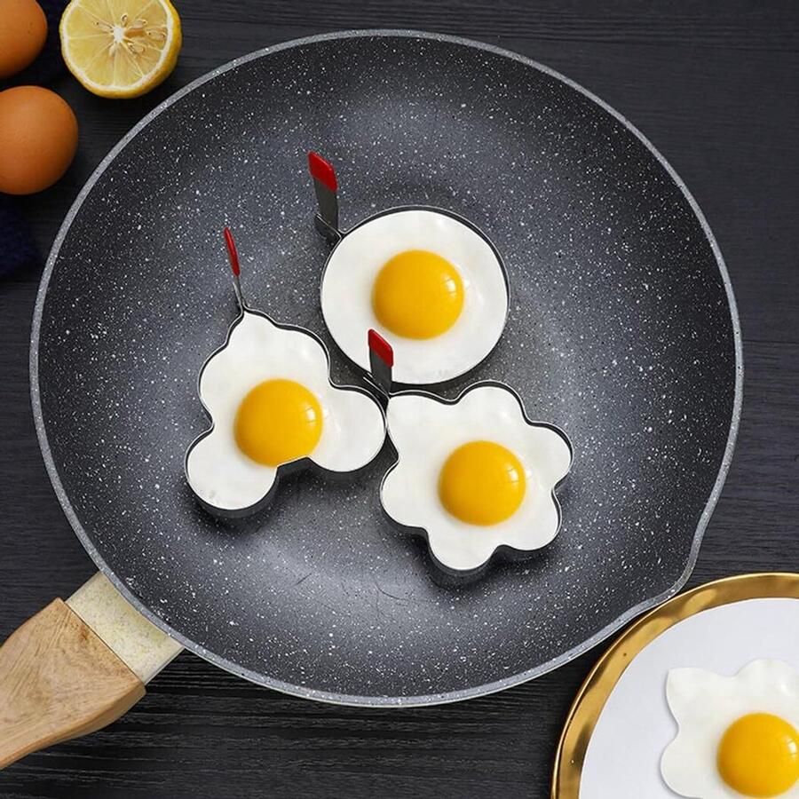 Ei Kookring Omelet Mal Ontbijt Maken Antiaanbaklaag 9 cm Diameter Zilver