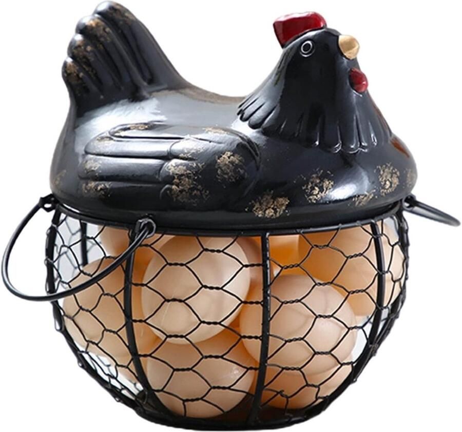 Ei Mand Kip Ornament Keuken Opslag Decoratieve Stijl Grote Capaciteit Zwart