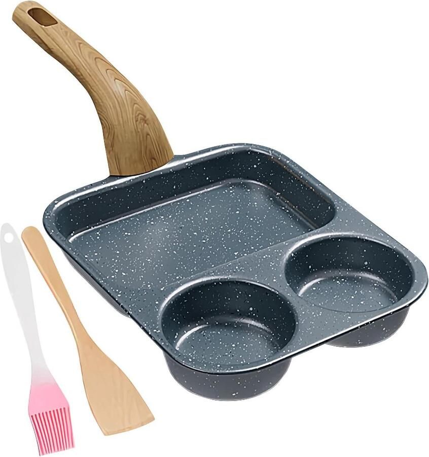 Ei -pan Koekenpan Maaltijd Bereiden Drie Geoptimaliseerde Zones 39x19x9 cm Zwart