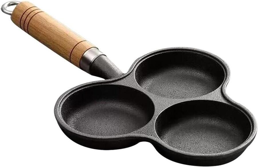 Ei Pannenkoekenpan Ontbijt Pan Snel Ontbijt Bakken Drie Gaten 32.5 cm Zwart