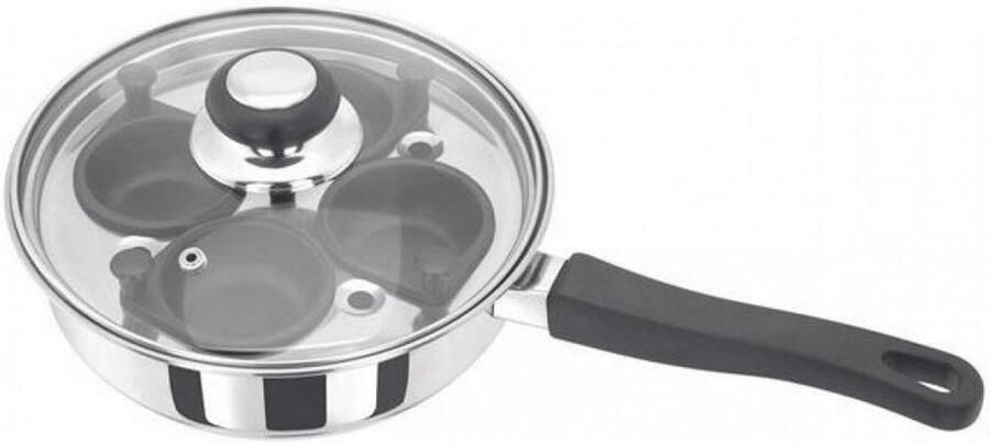 Ei-pocheerder roestvrij staal voor 4 eieren met anti-aanbaklaag