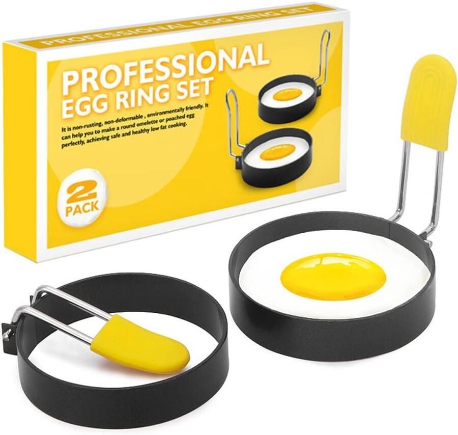 Ei Ring Omelet mal Ontbijt maken Roestvrij staal 2 stuks Zilver
