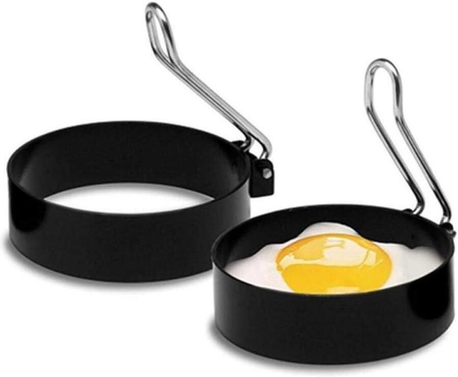 Ei Ringen Pannenkoek Mallen Perfecte Vormen Antiaanbaklaag 8.5 CM Diameter Zilver