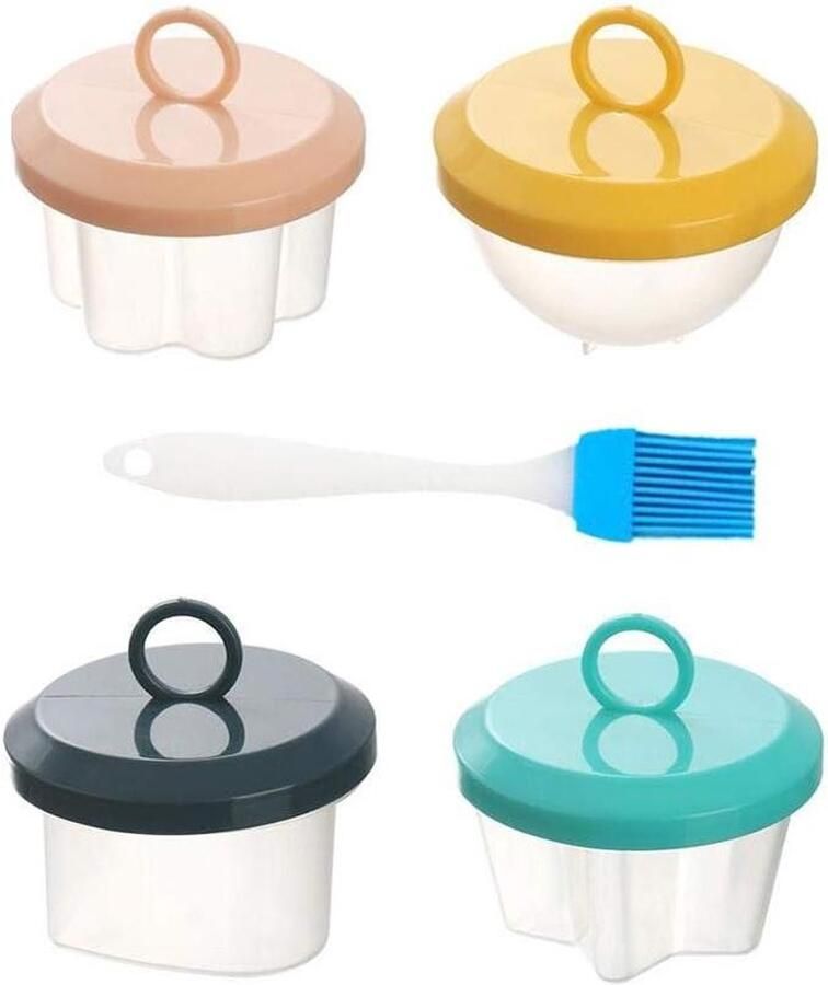 Ei Stroperij Cups Eierkoker Gepocheerd Ontbijt Maken Anti-aanbak 4 Stuks Roze Groen Grijs Geel