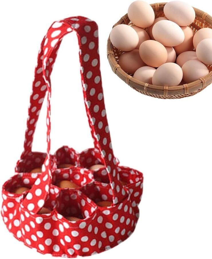 Ei verzamelmand Opbergtas Eieren transporteren Met 7 vakjes 23x22 cm Rood