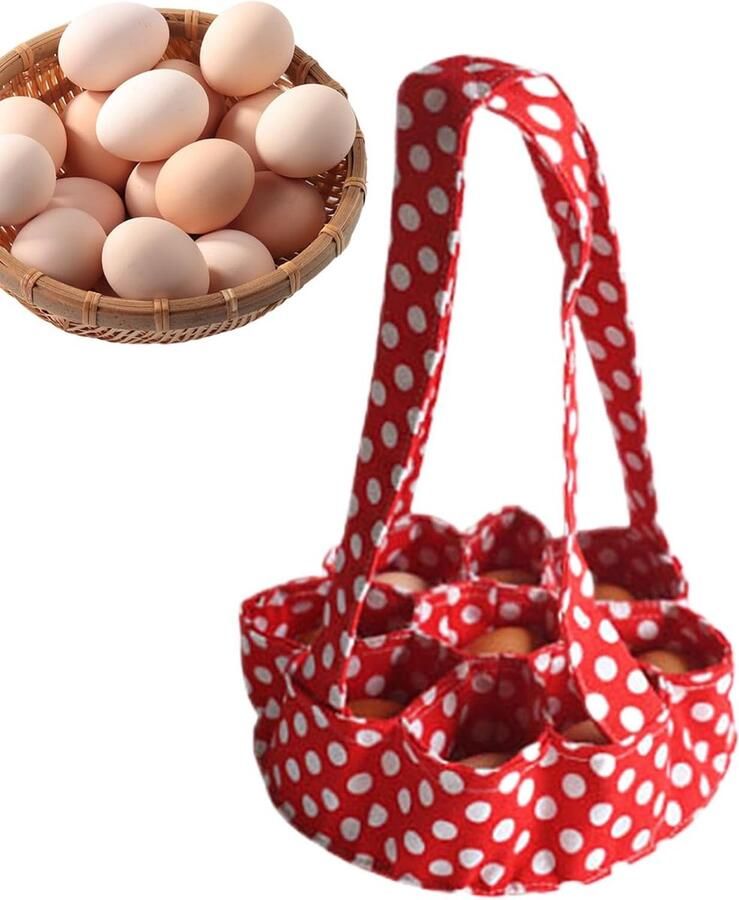 Ei Verzamelmand Eierzak Opbergtas Eieren Verzamelen Handige Handgreep 23 x 22 cm Rood