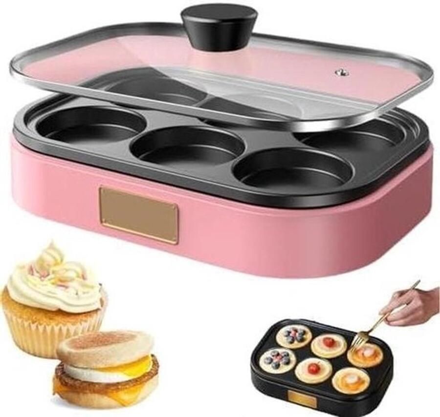 Eier- en hamburger­maker Omeletpan Voor snelle maaltijden Gelijkmatige verwarming Capaciteit van 6 eieren Zwart