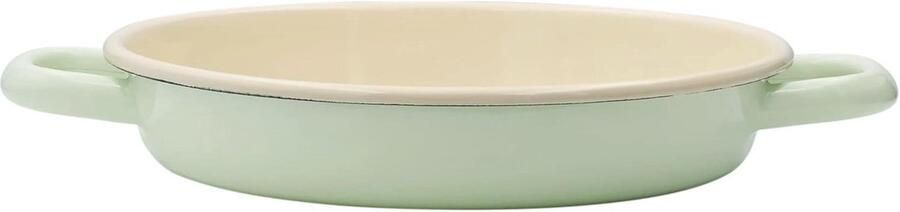 Eier- en serveerpan 22 cm Enamel pan in Nile Green voor perfecte omeletten