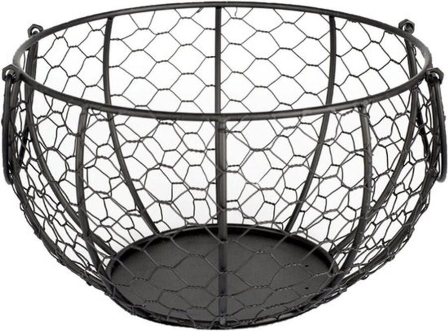 Eier Mand Aardappelmand Knoflookmand Keuken Organiseren Smeedijzeren Design 20 x 20 x 12 cm Zwart