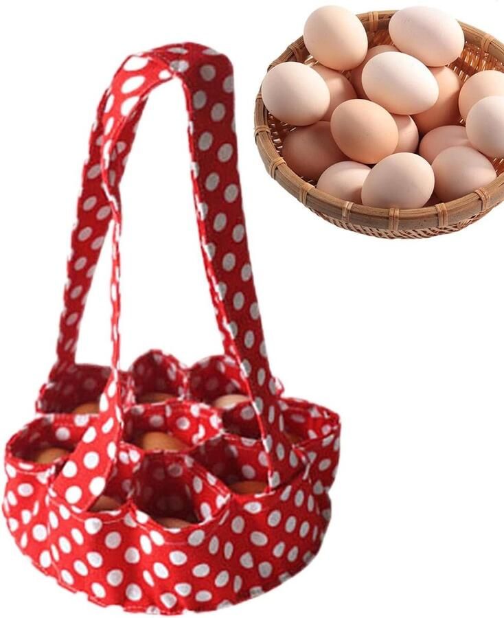 Eier Mand Eier Verzamelaar Eieren Opslaan Met 7 Vakken 23x22 cm Rood