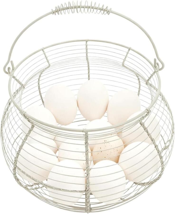Eier Mand Eierhouder Mand Eieren Verzamelen Vintage Design 22B x 17H cm Beige