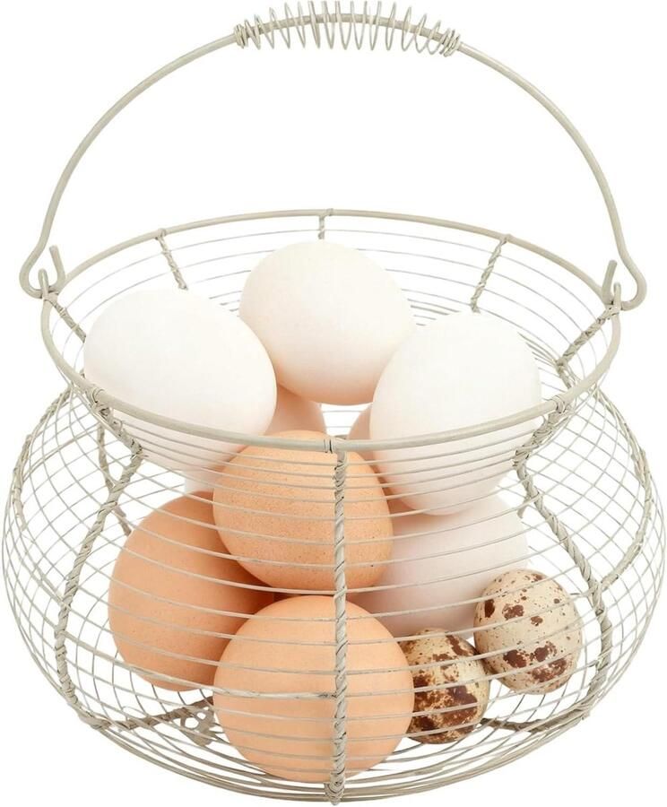 Eier Mand Eierhouder Opbergmand Eieren Verzamelen Ventilatie Rooster 17 x 22 x 17 cm Beige