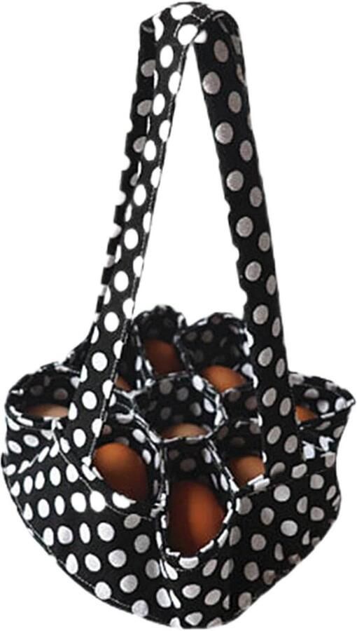 Eier Mand Eierzak Stoffen Eieren Verzamelen Met 7 Zakjes 23x22 cm Zwart