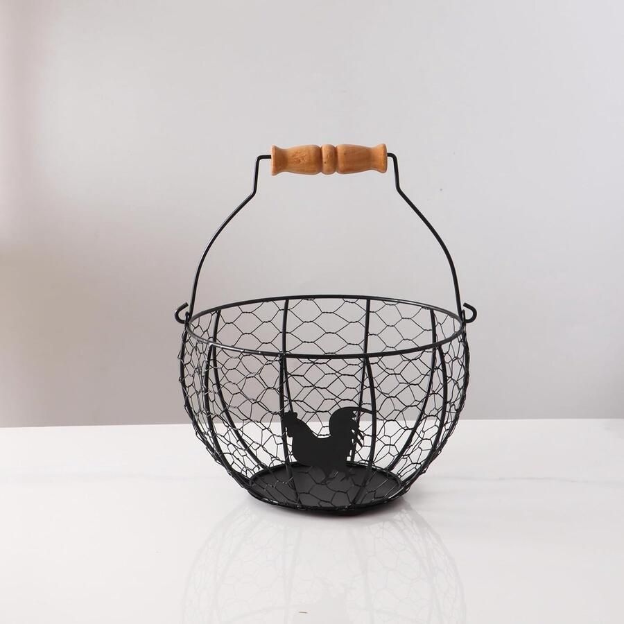 Eier Mand Keuken Opslag Verse Eieren Verzamelen Vintage Stijl 20x20x13 cm Zwart