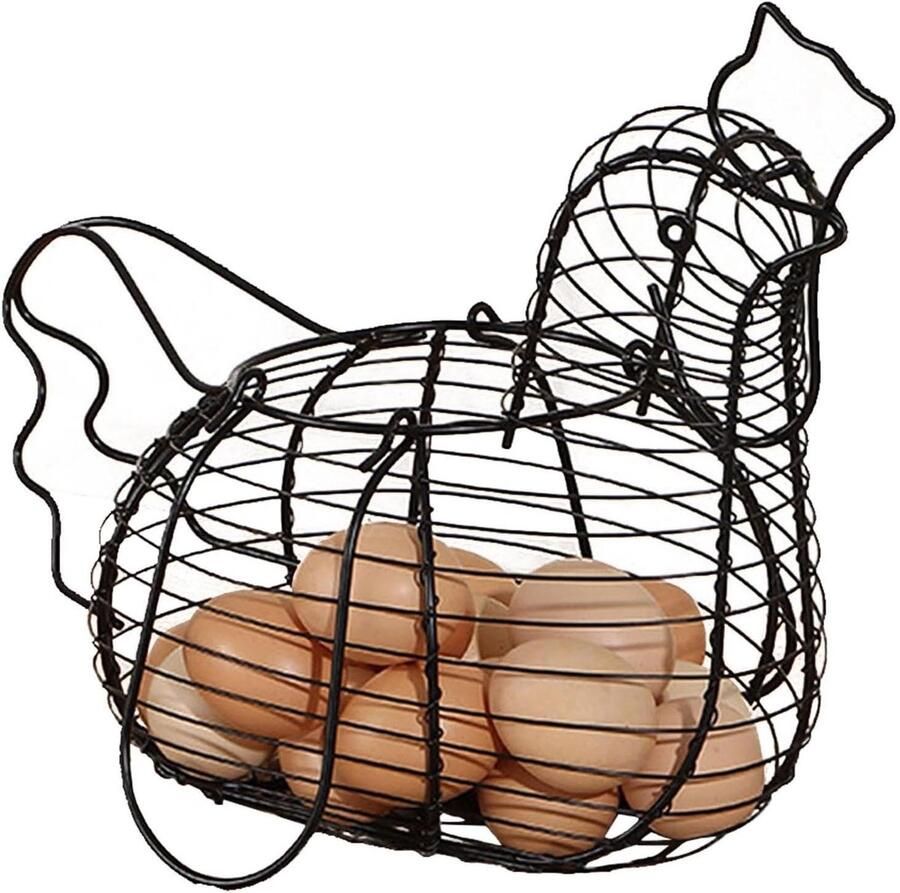 Eier Mand Kippenmand Opslag Eieren Verzamelen Klassiek Kippen Design 19.7D x 21.3W x 19.7H cm Zwart