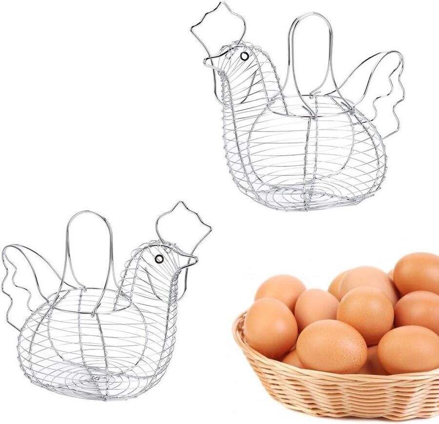 Eier Mand Kippenmand Opslag Keuken Organisatie Stevig Metaal Capaciteit 20 Eieren Zilver