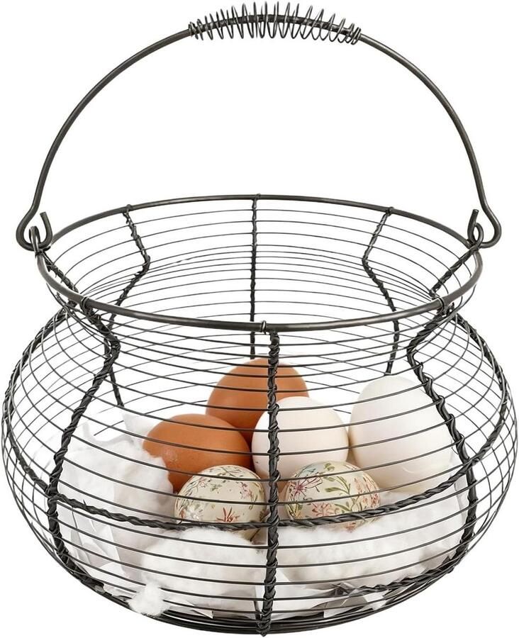 Eier Mand Opbergmand Groenten en Fruit Ventilatie Structuur 22 x 17 x 17 cm Zwart