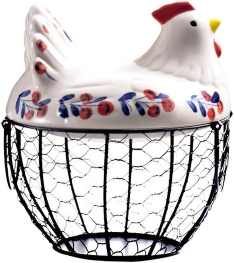 Eier Mand Opbergmand Kippen Keuken Organisatie Decoratieve Keramiek Deksel 1150 Gram Assorti