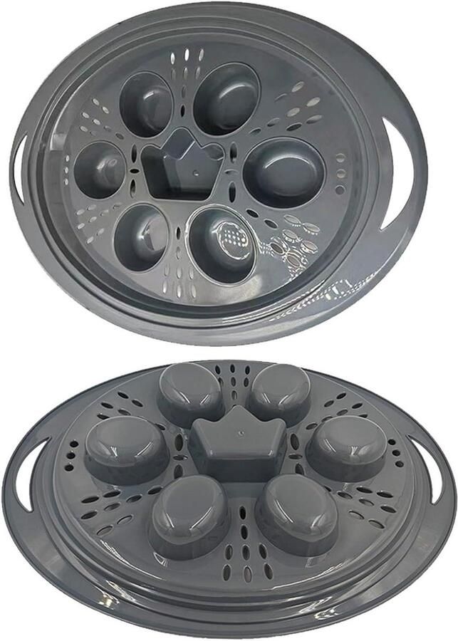 Eier Poacher Insert Eierkoker Magnetron Ontbijt Maken Tot 7 Eieren Tegelijk 27.5x38.1cm Wit