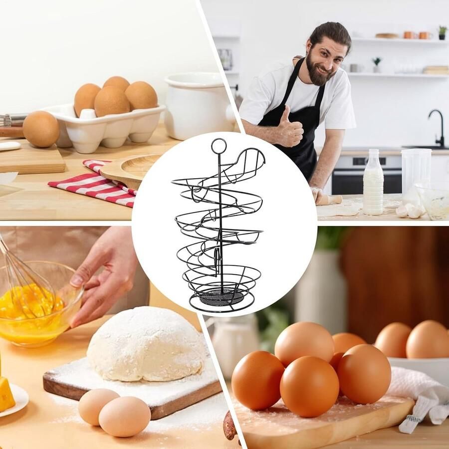 Eier Spiraal Dispenser Verse Eieren Displayhouder Keuken Opbergen Onderhoudsvriendelijk Ontwerp Houdt 36 Eieren Zwart