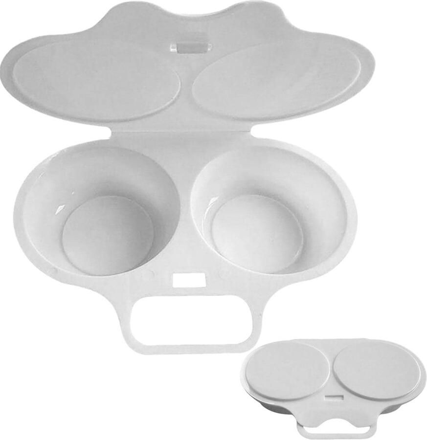 Eier Stomer Magnetron Koken Snel Ontbijt Dubbele Houder 16x11.5x3cm Wit