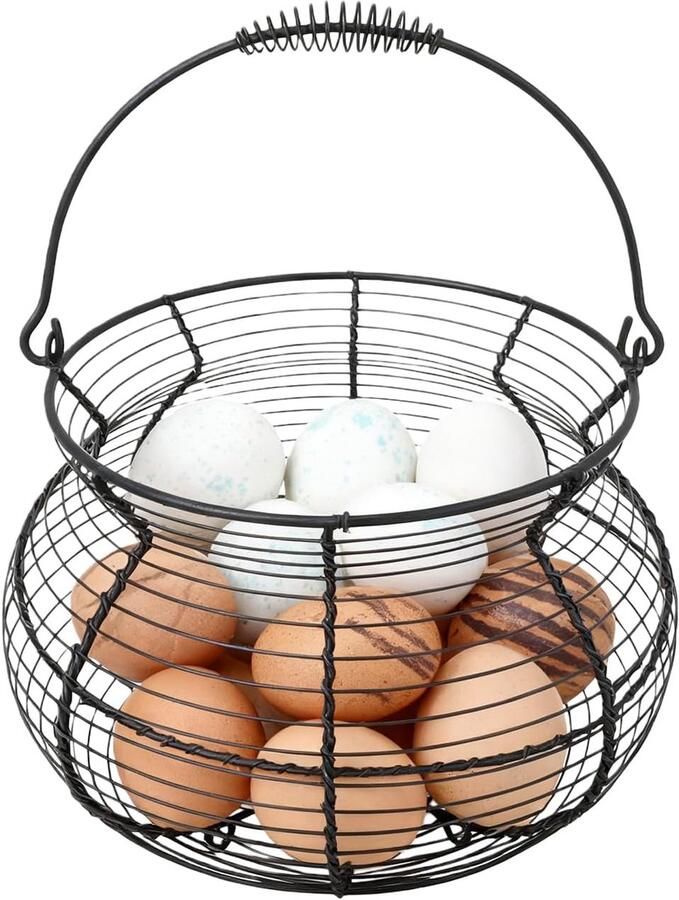 Eiermand Eierhouder Opbergmand Eieren Verzamelen Geventileerde Roosterstructuur 17x22x17 cm Zwart