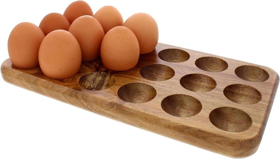 Eierbak Hout Eierhouder Opslag Keuken Organiseren Rustieke Uitstraling 18 Eieren Bruin