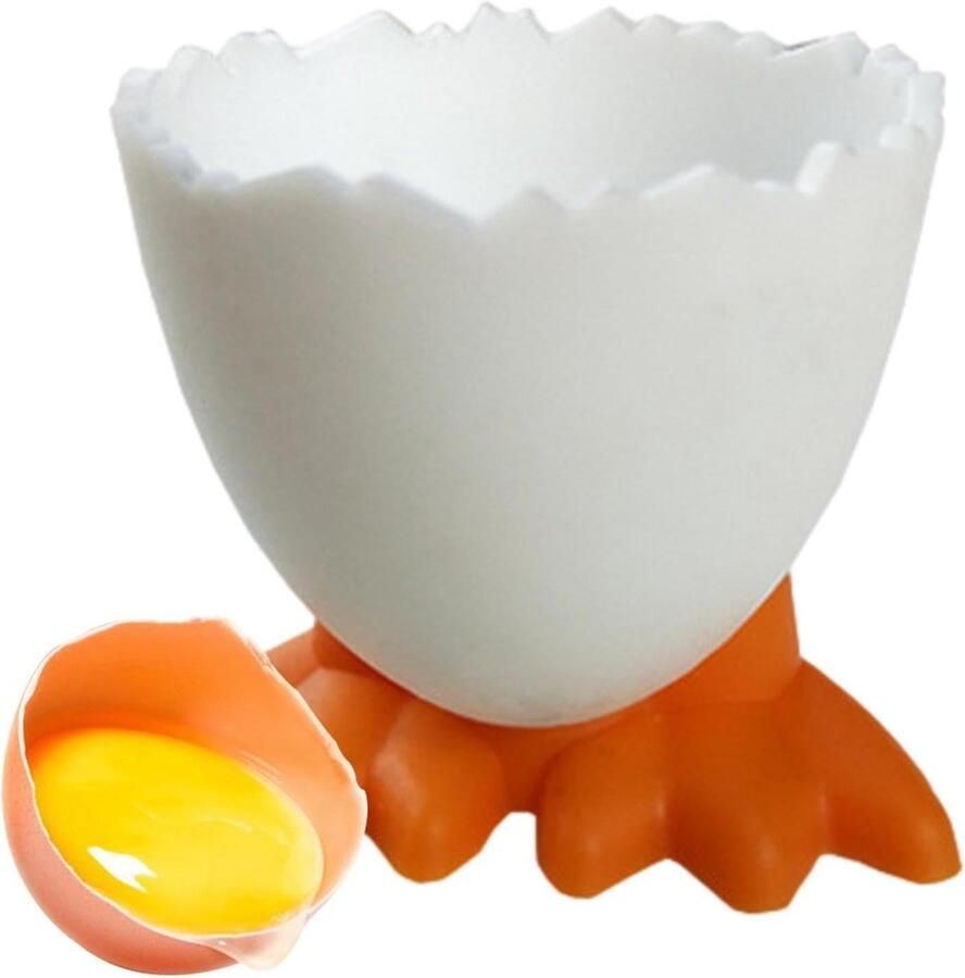 Eierbeker Eierstandaard houder Ontbijt tafel Cartoon kippenpoten 5.5 x 4.5 cm Oranje