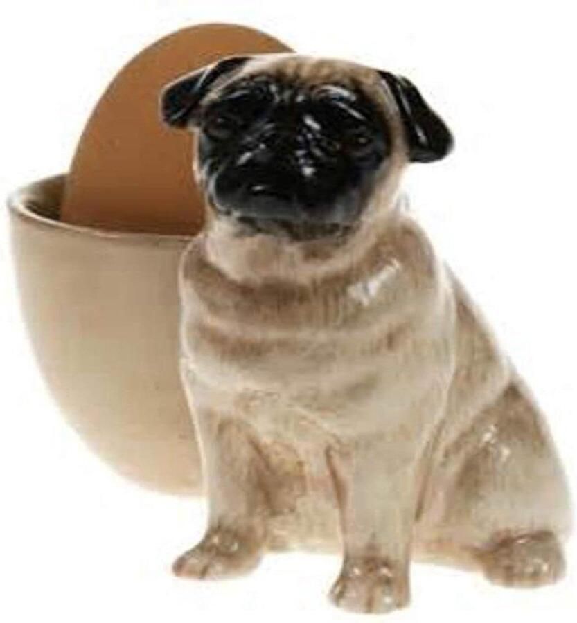 Eierbeker Hondje met ei Ontbijt tafel Handgeschilderd design 75 cm hoog Fawn