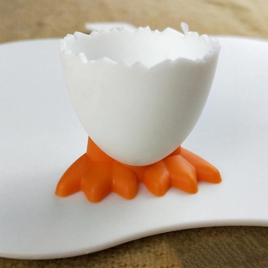 Eierbeker Kippenpoot Eierhouder Kinderen Ontbijt Presentatie Uniek Design 55 cm Oranje