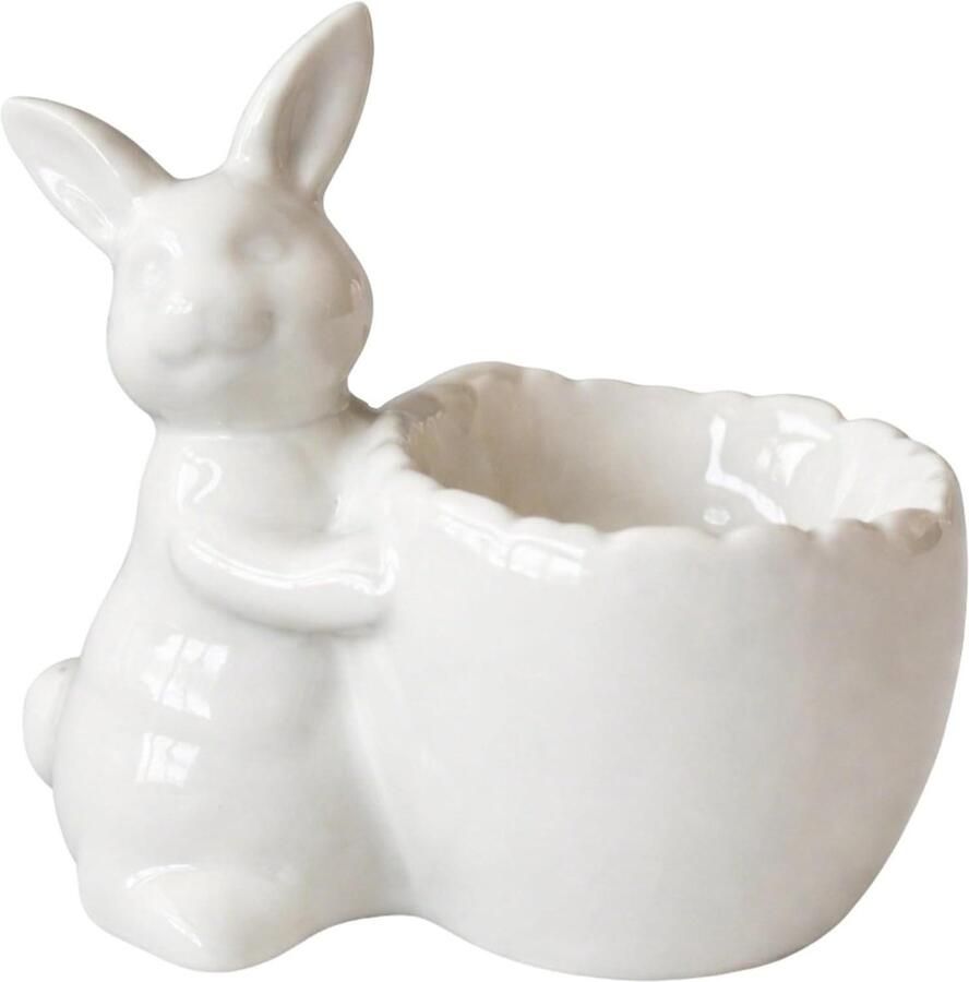 Eierbeker Konijn Ei Houder Ontbijt Serveren Vertederend Uiterlijk 4 x 4.7 x 6.6 cm Wit