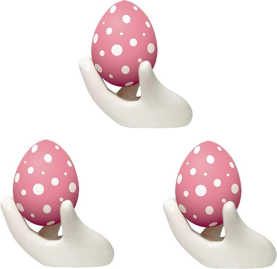 Eierbekerhouder Handvorm Paasei Display Paasdecoratie Thuis Keramisch Materiaal 3 Stuks Wit