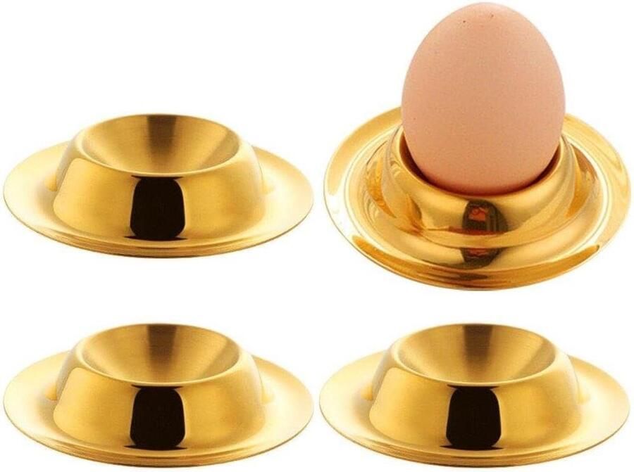 Gouden Ei Cup Eierhouder Set Ontbijt Serveren Stapelbaar Ontwerp 4 Stuks Goud