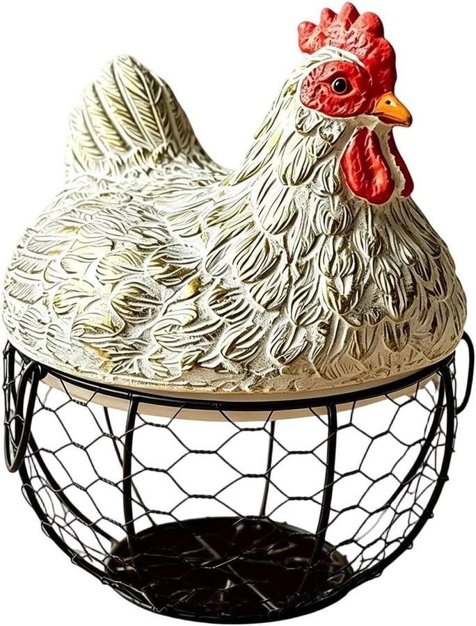 Eierhouder Mand Eiermand Kip Keuken Organiseren Ventilatie Ontwerp 20x20x25 cm Wit