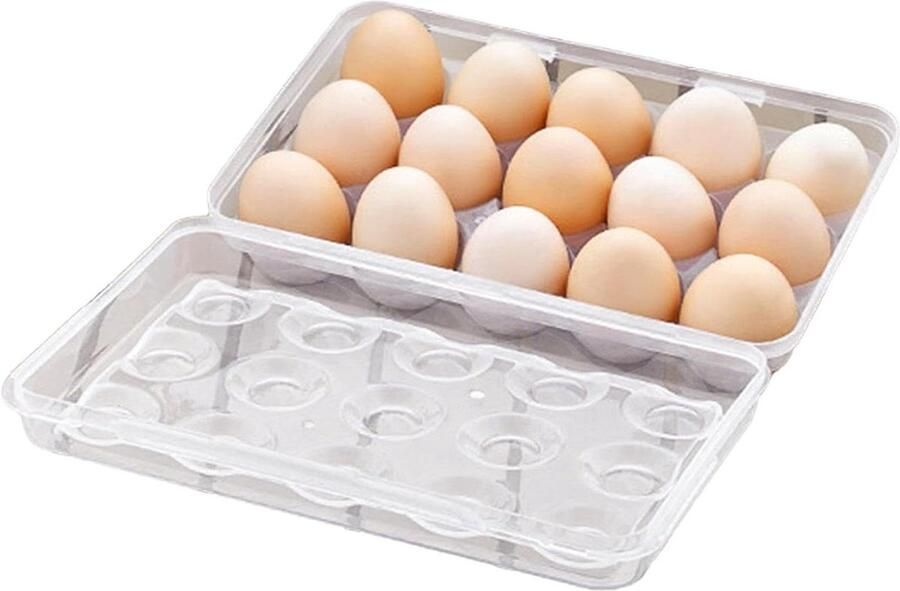 Eierbewaardoos Eierhouder Keuken Eieren Opslaan Transparant Deksel 15 Eieren Transparant