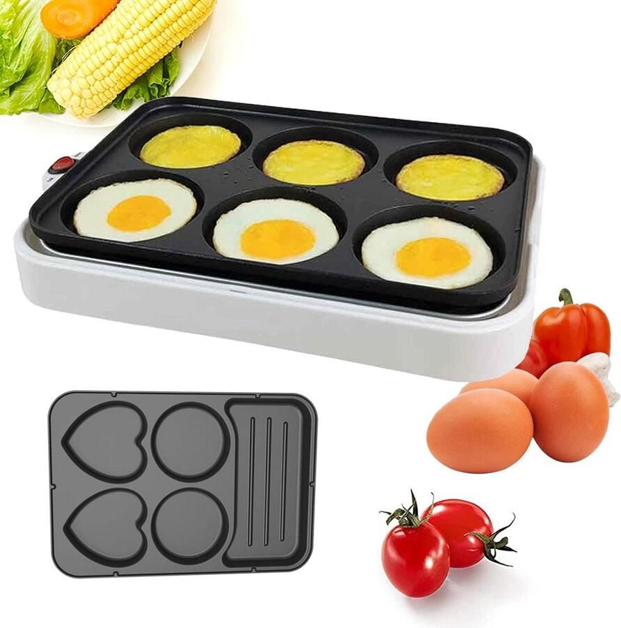 Eierbijtmaker Omelet maker Gezond Koken Antiaanbaklaag 6 Eieren Zwart