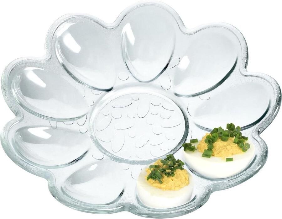 Eierbord Glas Eierhouder Decoratief Eieren Serveren Bloemenvorm 9 Eieren Transparant