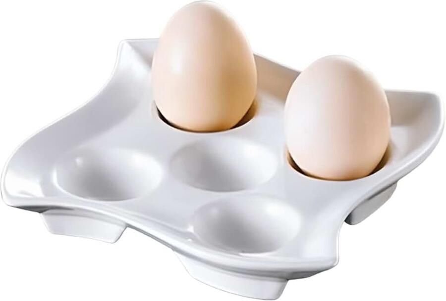 Eierborden voor 5 eieren wit glas 1 stuk vaatwasmachinebestendig en magnetronbestendig ideaal voor het serveren voor de koelkast of eetplank eierbox eierhouder