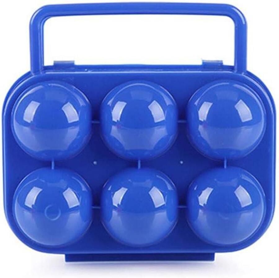 Eierbox 6 stuks Eierhouder Veilig Vervoeren Schokbestendig Ontwerp Opvouwbaar 15.5cm Blauw