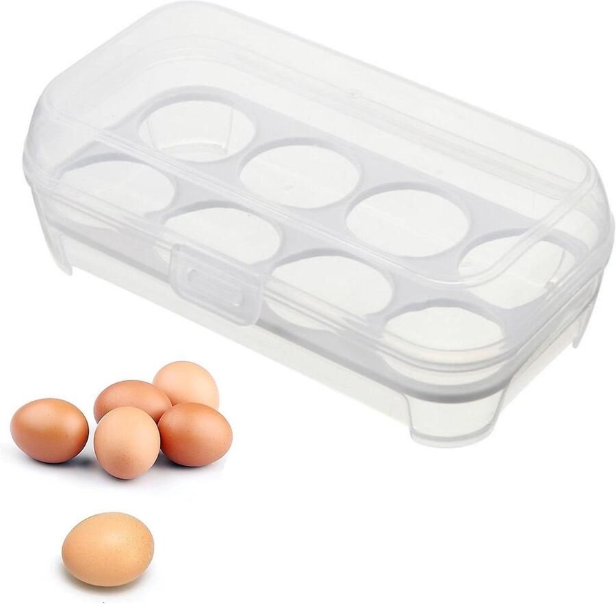 Eierbox Eierhouder Eierbewaarder Eieren Opbergen 8 Aparte Vakken 20 x 7 x 11 cm Doorzichtig