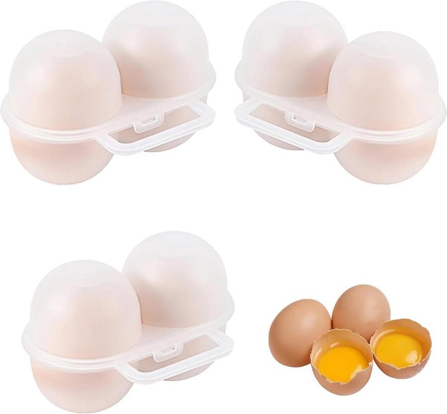Eierbox met 2 roosters voor camping en picknick anti-val kunststof draagbaar