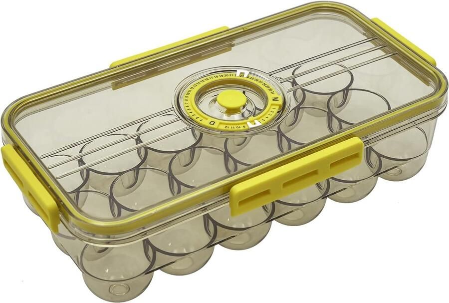 Eierbox Safe Egg Eierhouder Mand Verse Eieren Bewaren Met MHD Timer 18 Eieren Transparant