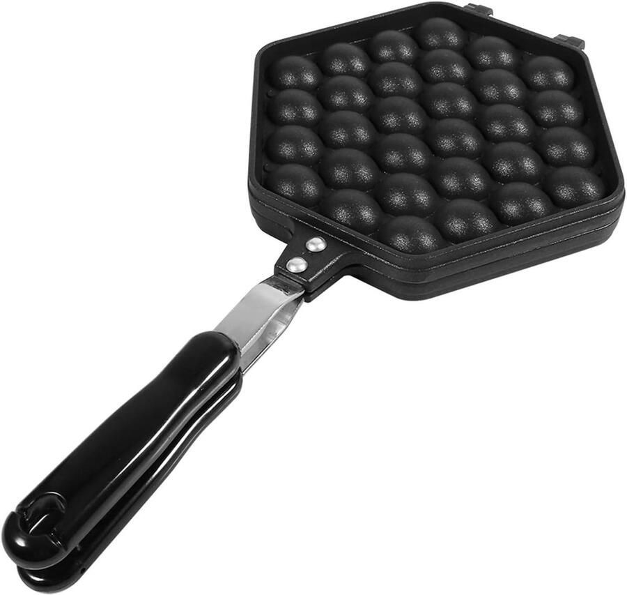 Wafelijzer Multifunctioneel Bubbelwafel Pan Zelfgemaakte Wafels Antiaanbaklaag 39 cm Lengte Zwart