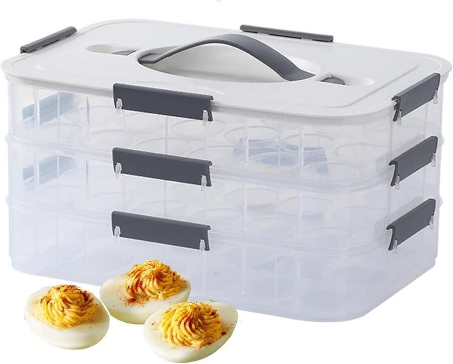 Eiercontainer met Deksel Eierhouder Eierdoos Eieren Bewaren 54 Sleuven 31.5x22x17 cm Transparant
