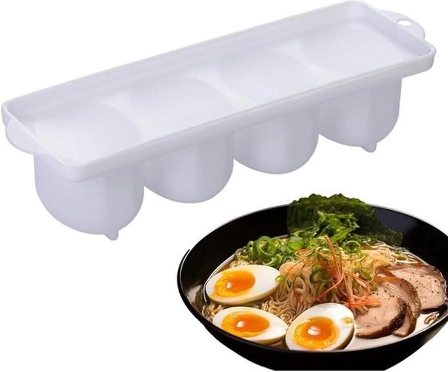 Eiercontainer Opbergdoos Ei Marinade Houder Eieren Bereiden 4 Ruiters Ontwerp 6.7x8.9x6.7 cm Wit